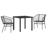 Produktbild för Trädgårdsmöbelset 3 pcs Svart konstrotting
