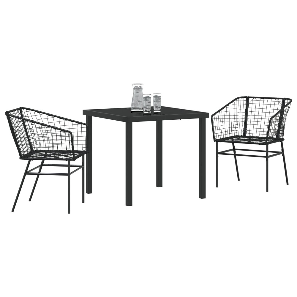 Produktbild för Trädgårdsmöbelset 3 pcs Svart konstrotting