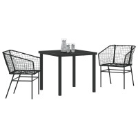 Produktbild för Trädgårdsmöbelset 3 pcs Svart konstrotting