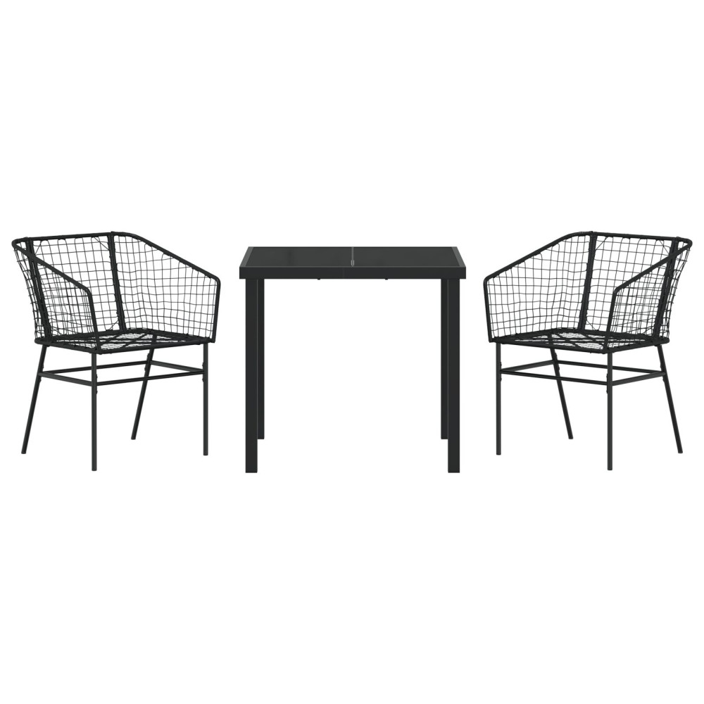 Produktbild för Trädgårdsmöbelset 3 pcs Svart konstrotting