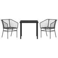 Produktbild för Trädgårdsmöbelset 3 pcs Svart konstrotting