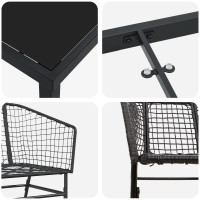 Produktbild för Trädgårdsmöbelset 3 pcs Svart konstrotting