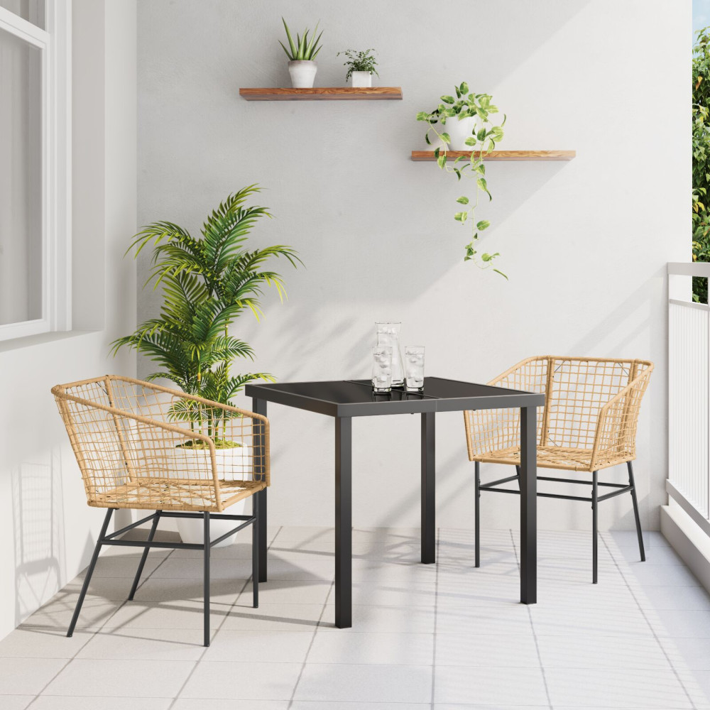 Produktbild för Trädgårdsmöbelset 3 pcs Brun konstrotting