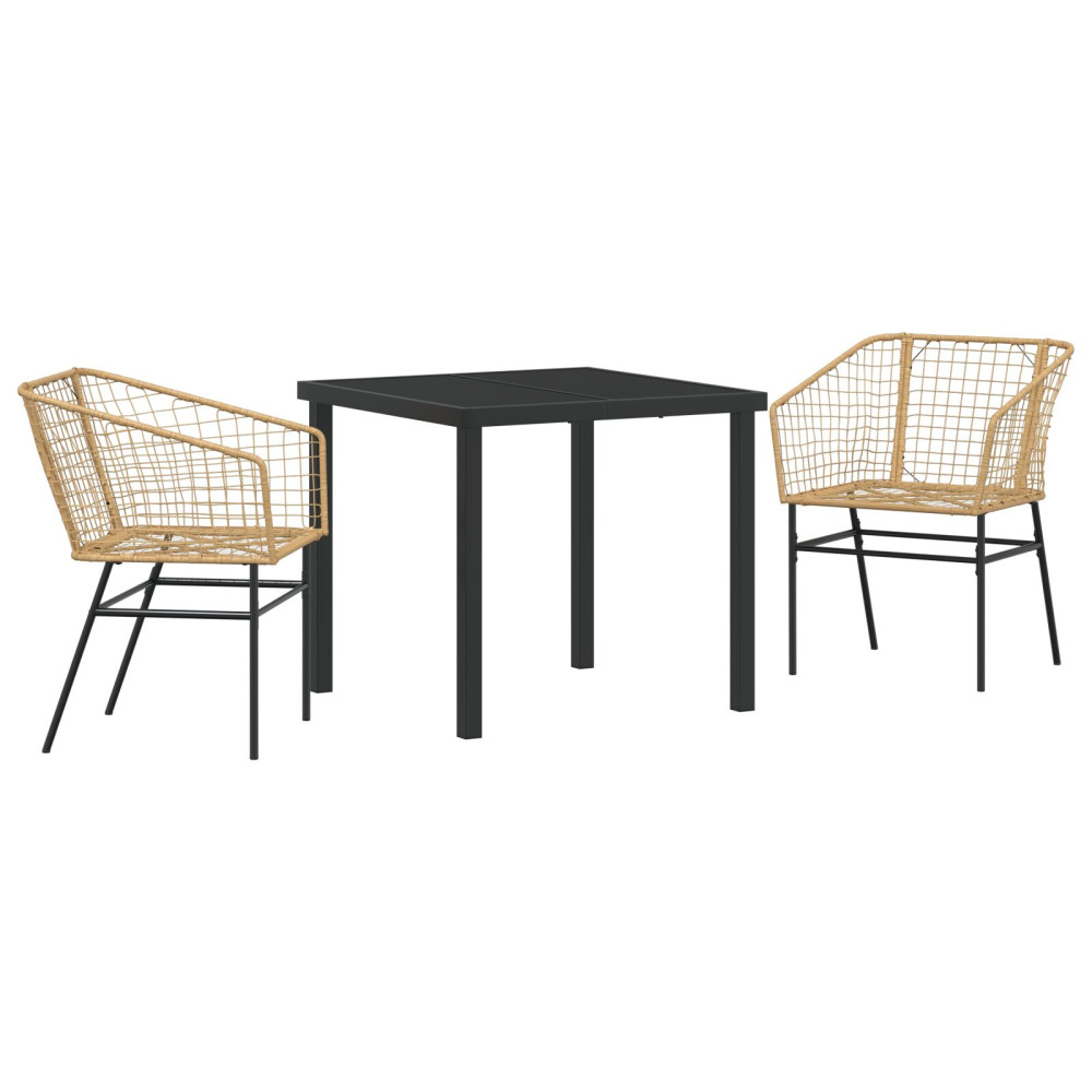 Produktbild för Trädgårdsmöbelset 3 pcs Brun konstrotting