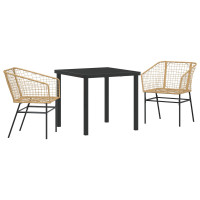 Produktbild för Trädgårdsmöbelset 3 pcs Brun konstrotting