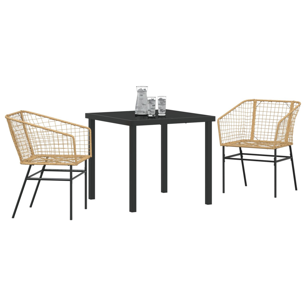 Produktbild för Trädgårdsmöbelset 3 pcs Brun konstrotting