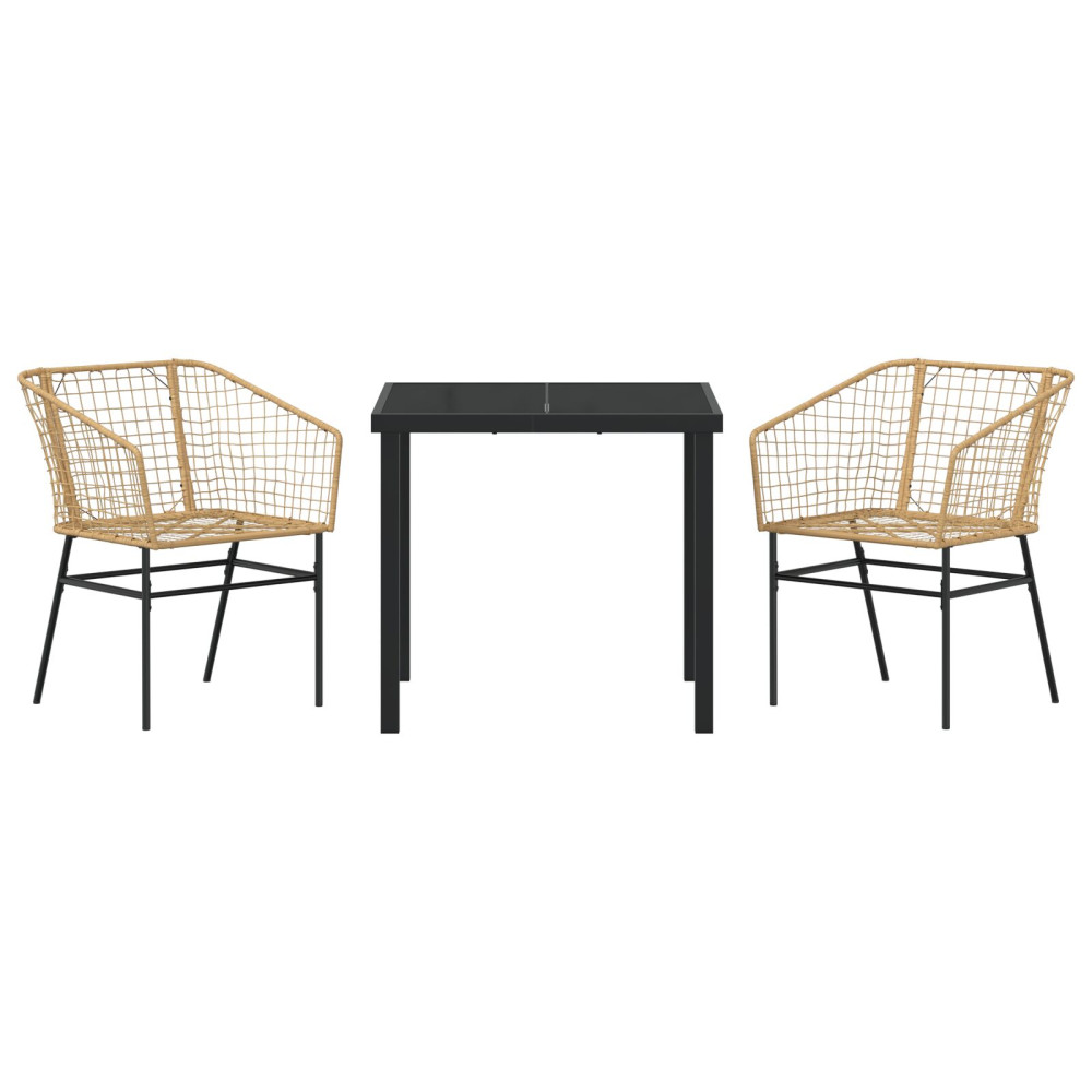 Produktbild för Trädgårdsmöbelset 3 pcs Brun konstrotting