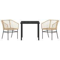 Produktbild för Trädgårdsmöbelset 3 pcs Brun konstrotting