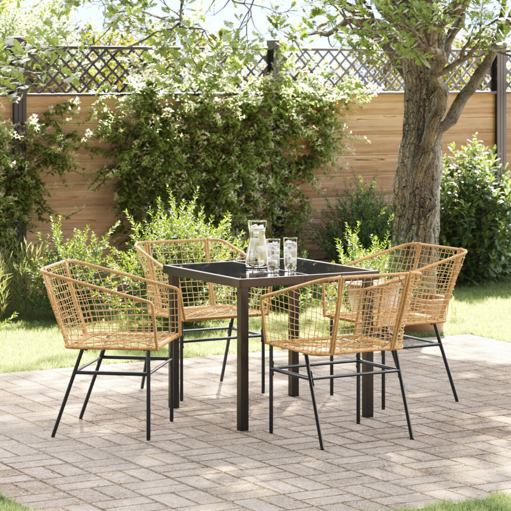 Produktbild för Trädgårdsmöbelset 5 pcs Brun konstrotting