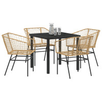 Produktbild för Trädgårdsmöbelset 5 pcs Brun konstrotting