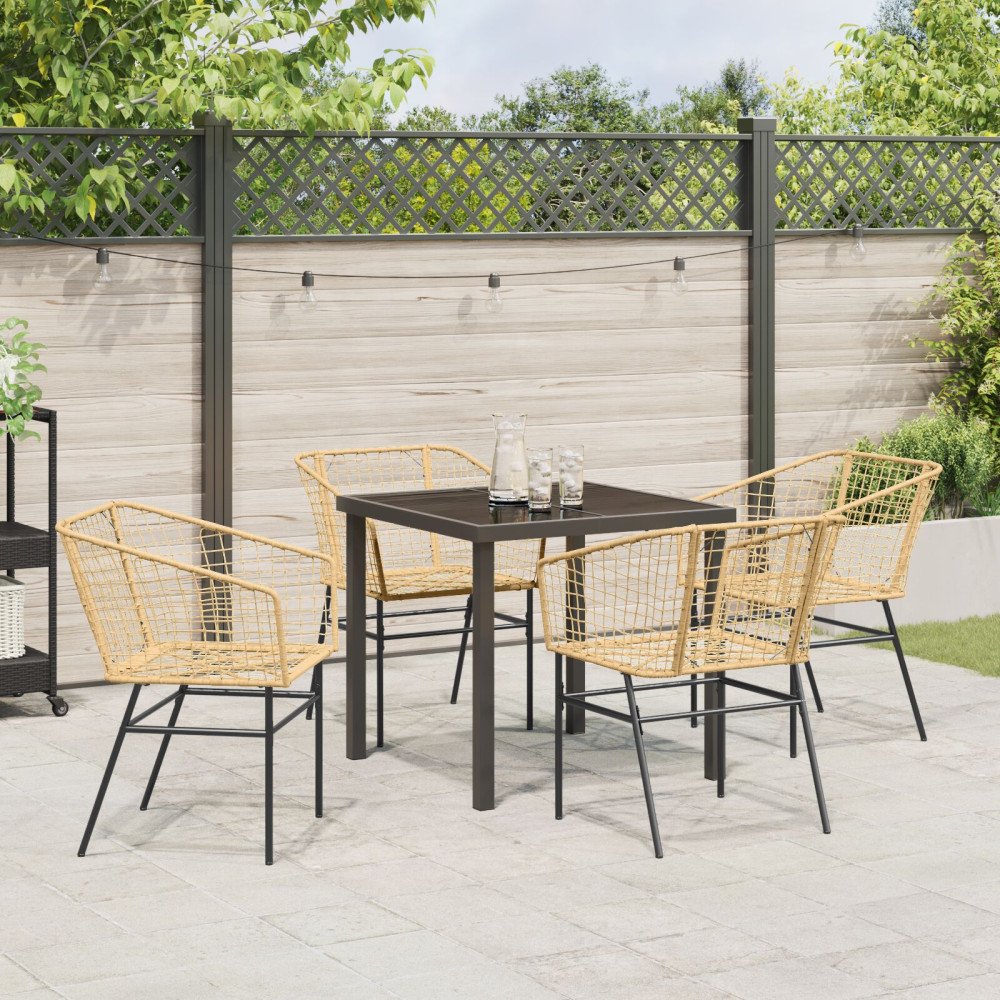 Produktbild för Trädgårdsmöbelset 5 pcs Brun konstrotting