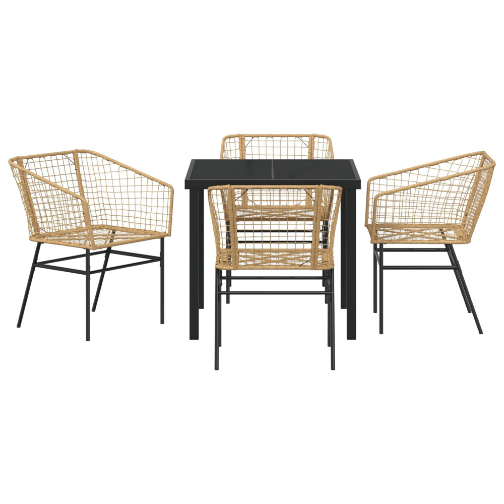 Produktbild för Trädgårdsmöbelset 5 pcs Brun konstrotting
