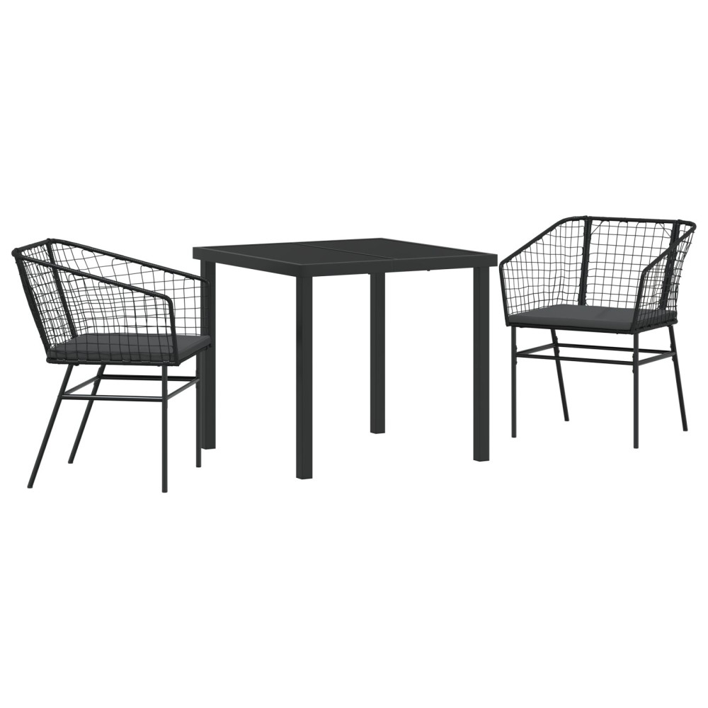 Produktbild för Trädgårdsmöbelset 3 pcs Svart konstrotting