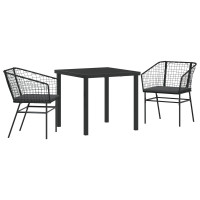 Produktbild för Trädgårdsmöbelset 3 pcs Svart konstrotting