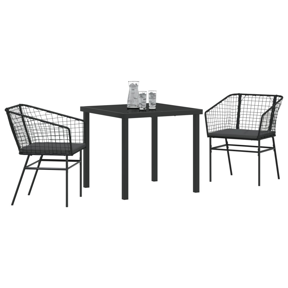 Produktbild för Trädgårdsmöbelset 3 pcs Svart konstrotting