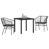 Produktbild för Trädgårdsmöbelset 3 pcs Svart konstrotting
