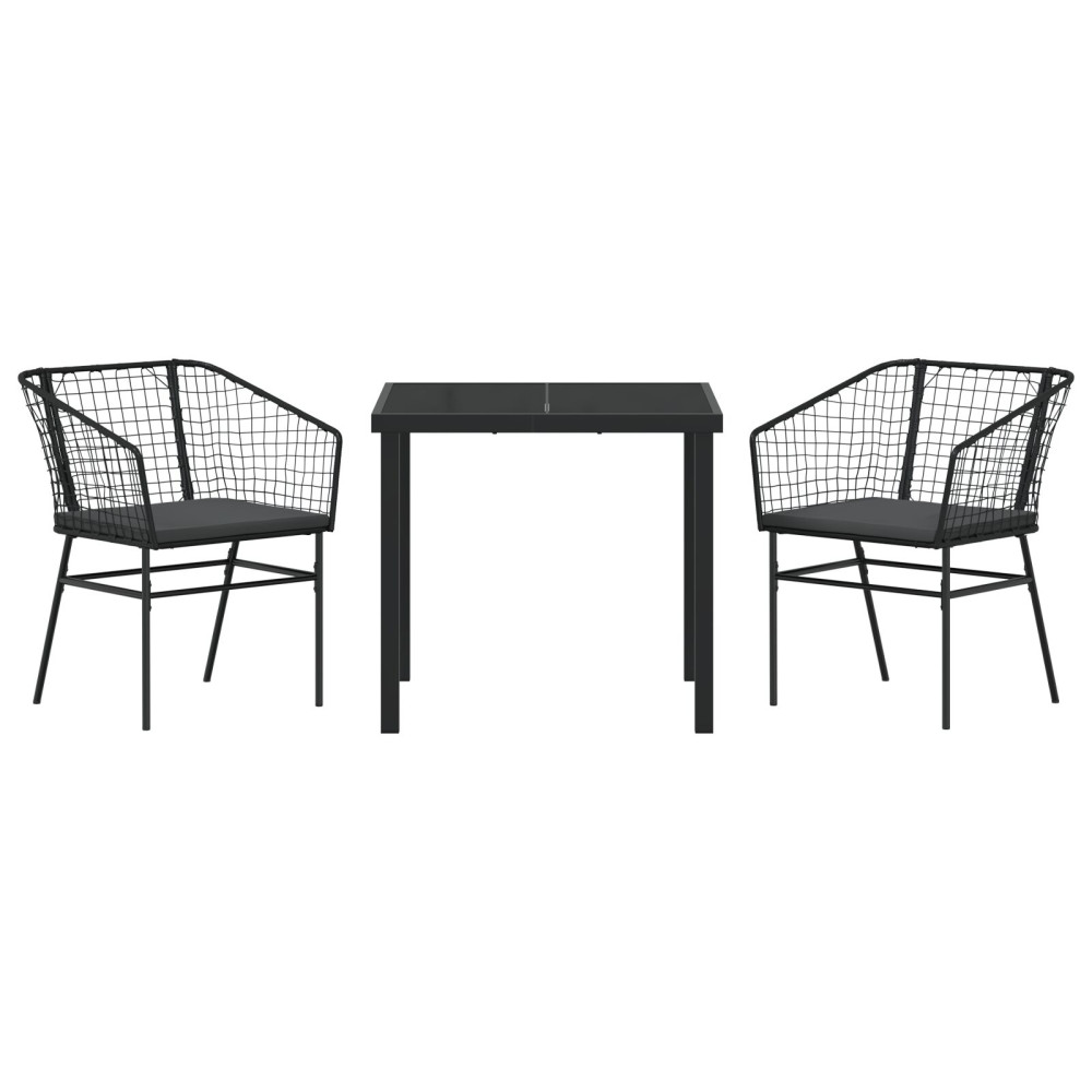 Produktbild för Trädgårdsmöbelset 3 pcs Svart konstrotting