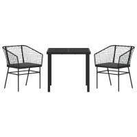 Produktbild för Trädgårdsmöbelset 3 pcs Svart konstrotting