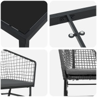 Produktbild för Trädgårdsmöbelset 3 pcs Svart konstrotting