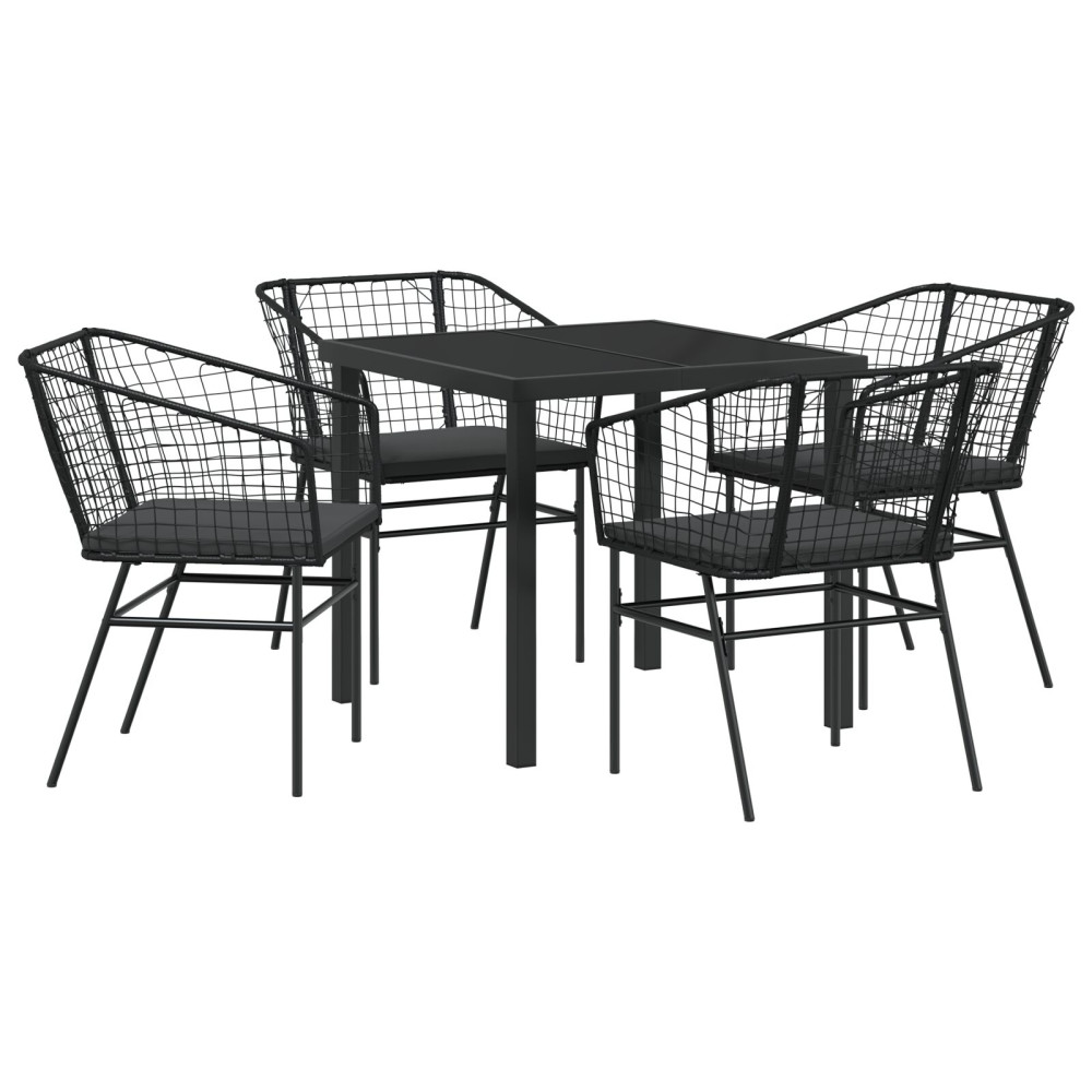 Produktbild för Trädgårdsmöbelset 5 pcs Svart konstrotting