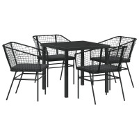 Produktbild för Trädgårdsmöbelset 5 pcs Svart konstrotting