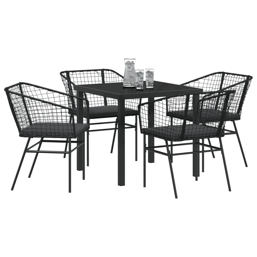 Produktbild för Trädgårdsmöbelset 5 pcs Svart konstrotting