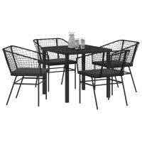 Produktbild för Trädgårdsmöbelset 5 pcs Svart konstrotting