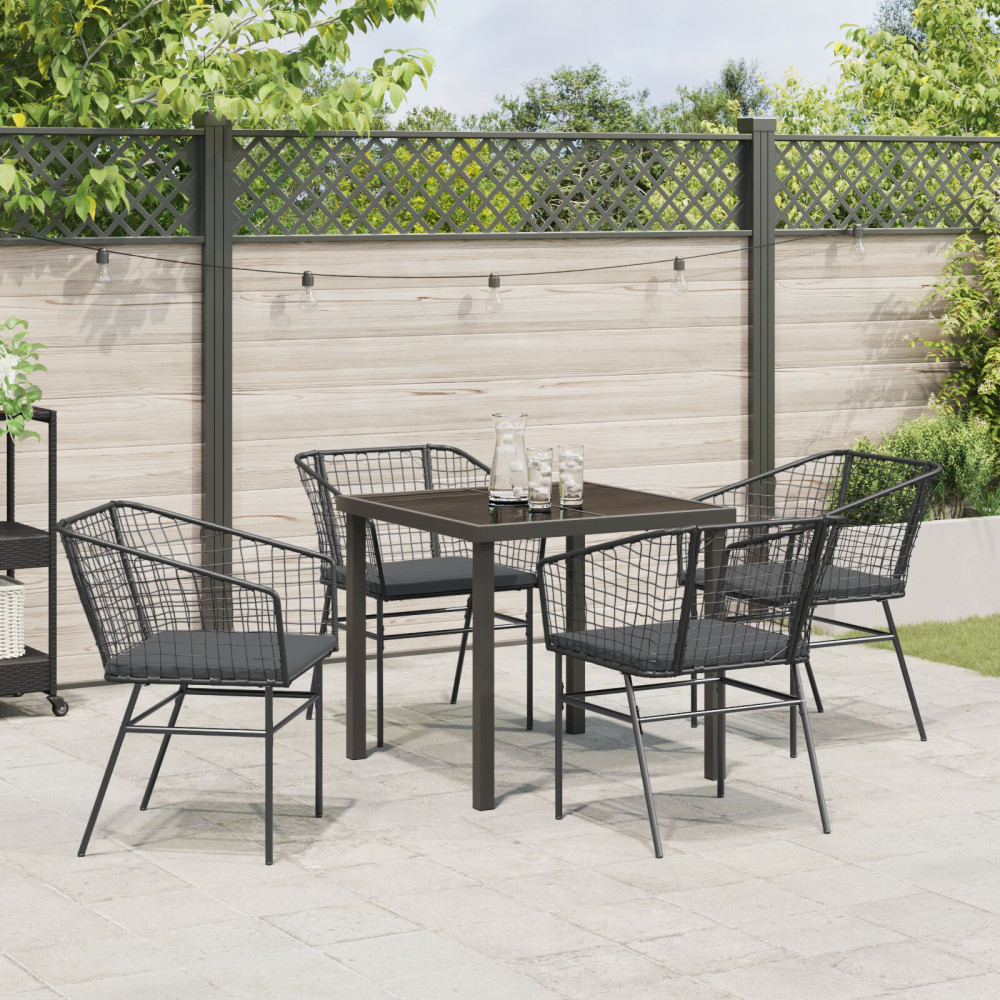 Produktbild för Trädgårdsmöbelset 5 pcs Svart konstrotting