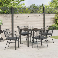 Produktbild för Trädgårdsmöbelset 5 pcs Svart konstrotting