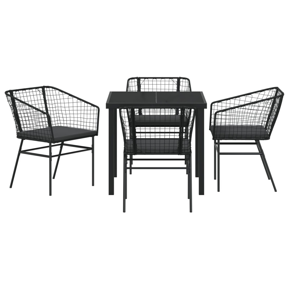 Produktbild för Trädgårdsmöbelset 5 pcs Svart konstrotting