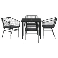 Produktbild för Trädgårdsmöbelset 5 pcs Svart konstrotting