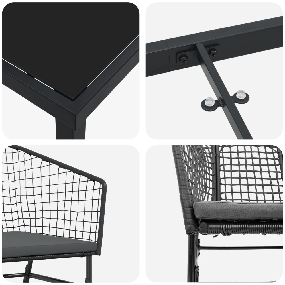 Produktbild för Trädgårdsmöbelset 5 pcs Svart konstrotting