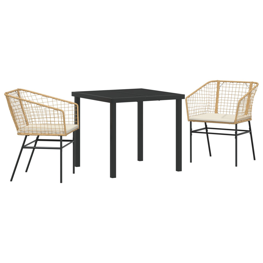 Produktbild för Trädgårdsmöbelset 3 pcs Brun konstrotting