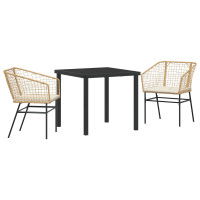 Produktbild för Trädgårdsmöbelset 3 pcs Brun konstrotting