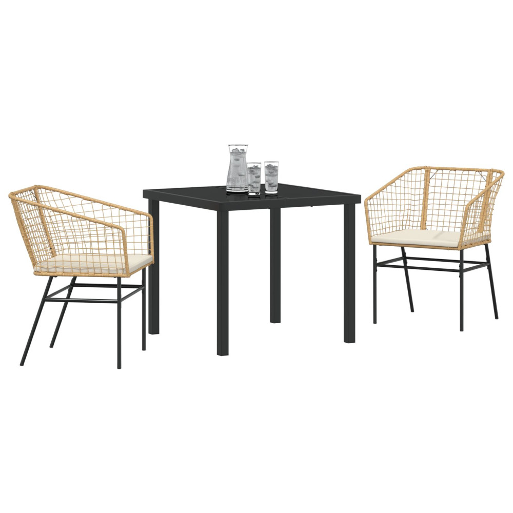 Produktbild för Trädgårdsmöbelset 3 pcs Brun konstrotting
