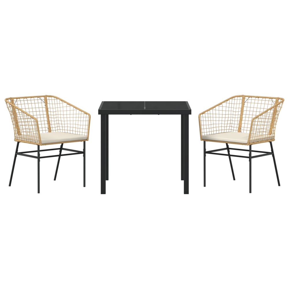 Produktbild för Trädgårdsmöbelset 3 pcs Brun konstrotting