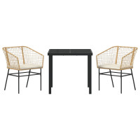 Produktbild för Trädgårdsmöbelset 3 pcs Brun konstrotting