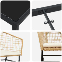 Produktbild för Trädgårdsmöbelset 3 pcs Brun konstrotting