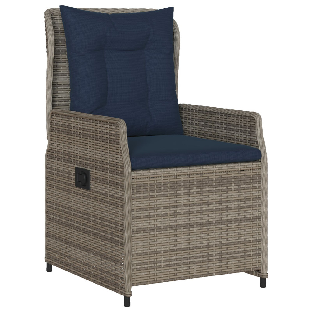 Produktbild för Trädgårdsmöbelset med kudde 3 pcs Grå Poly rattan