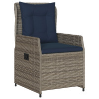 Produktbild för Trädgårdsmöbelset med kudde 3 pcs Grå Poly rattan