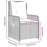 Produktbild för Trädgårdsmöbelset med kudde 3 pcs Grå Poly rattan