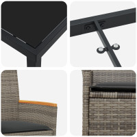 Produktbild för Trädgårdsmöbelset 3 pcs Grå konstrotting