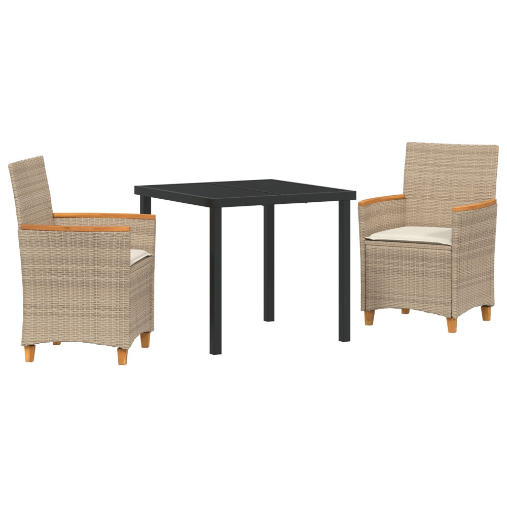 Produktbild för Trädgårdsmöbelset 3 pcs Beige konstrotting