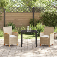 Produktbild för Trädgårdsmöbelset 3 pcs Beige konstrotting