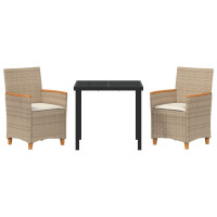 Produktbild för Trädgårdsmöbelset 3 pcs Beige konstrotting