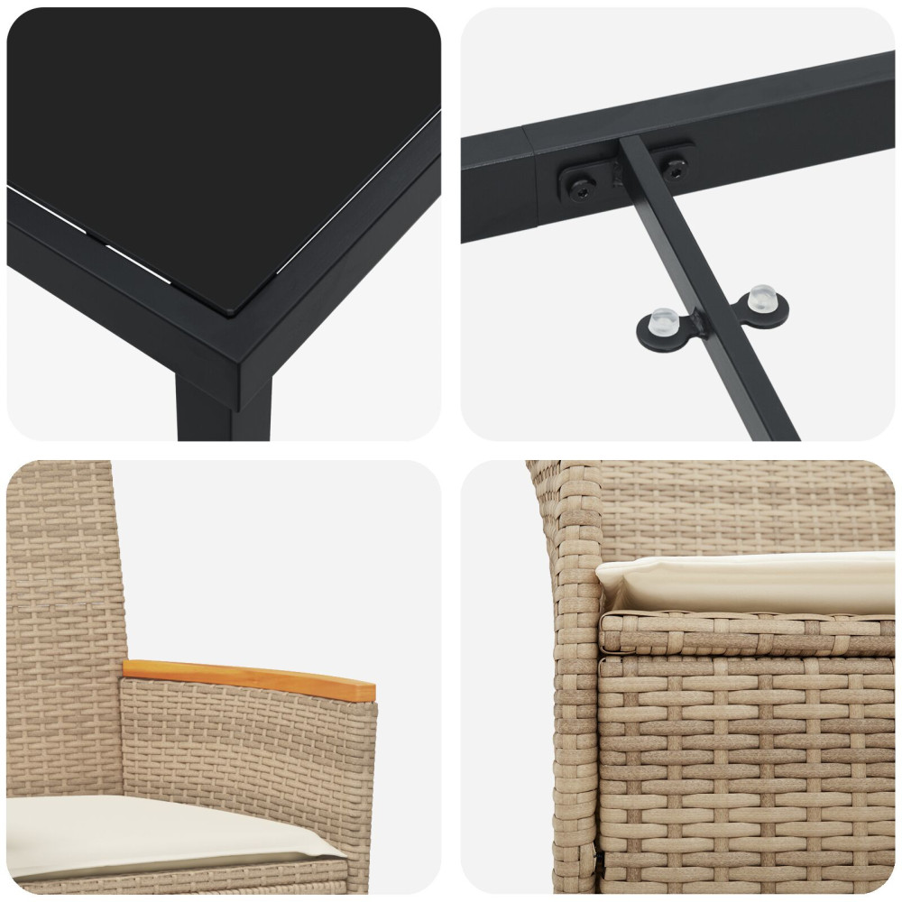 Produktbild för Trädgårdsmöbelset 3 pcs Beige konstrotting