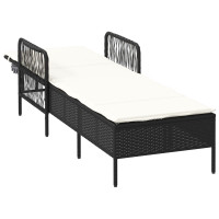 Produktbild för Solstol Svart och krämvit 55 x 200 x 92 cm konstrotting