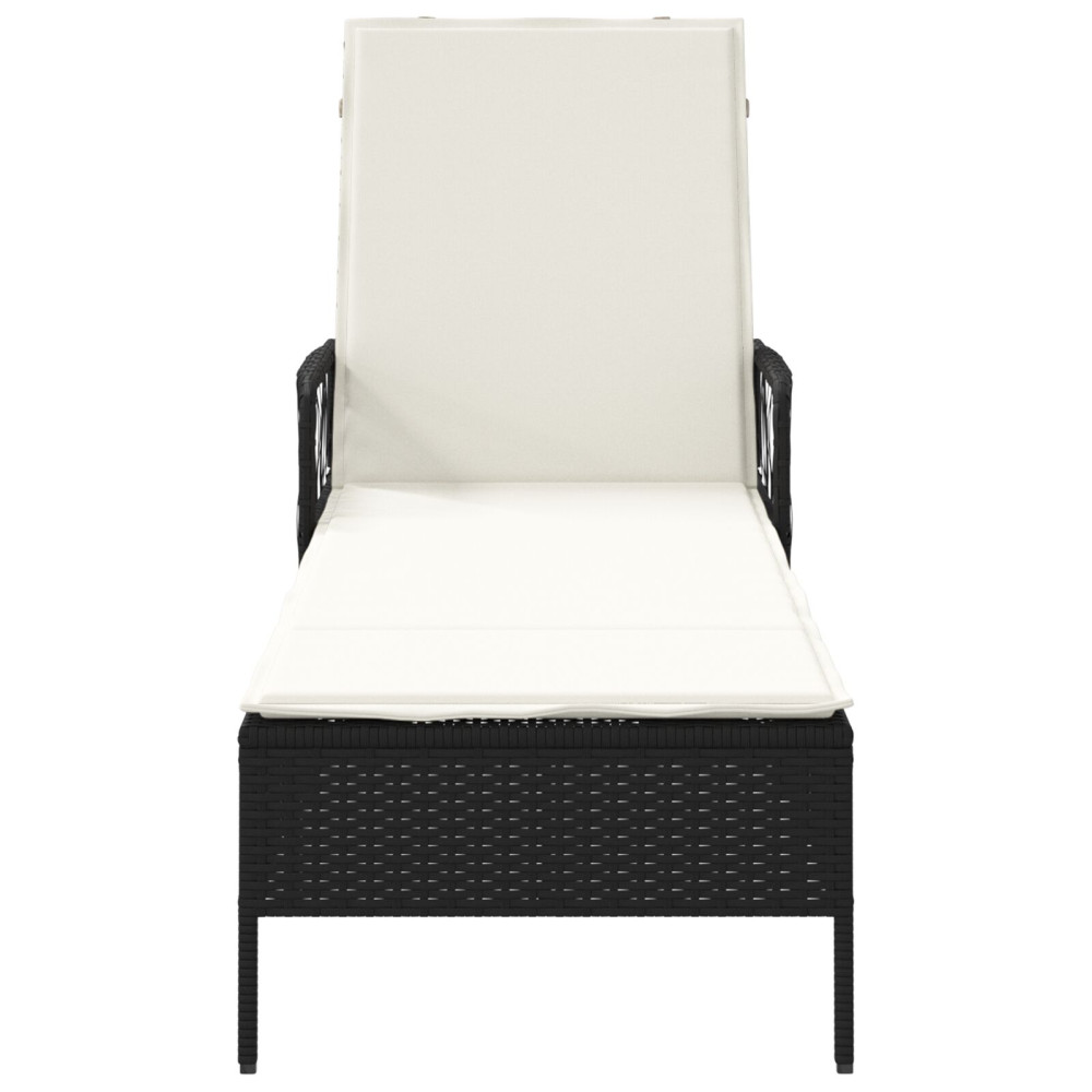 Produktbild för Solstol Svart och krämvit 55 x 200 x 92 cm konstrotting