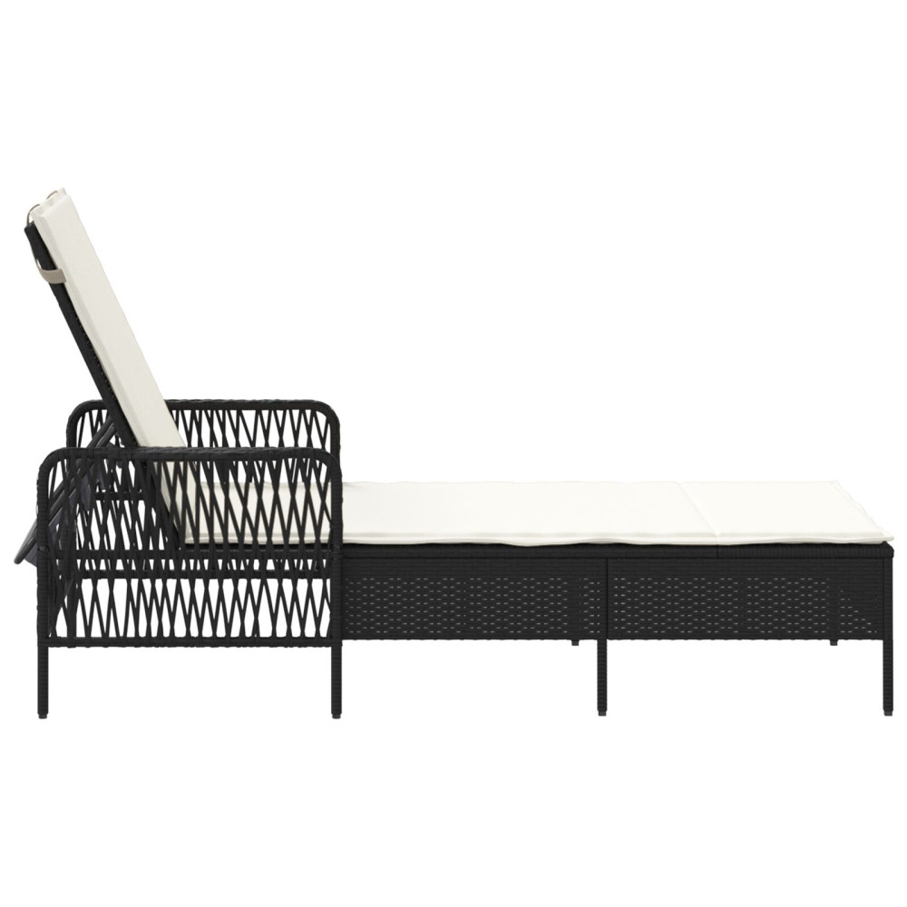 Produktbild för Solstol Svart och krämvit 55 x 200 x 92 cm konstrotting
