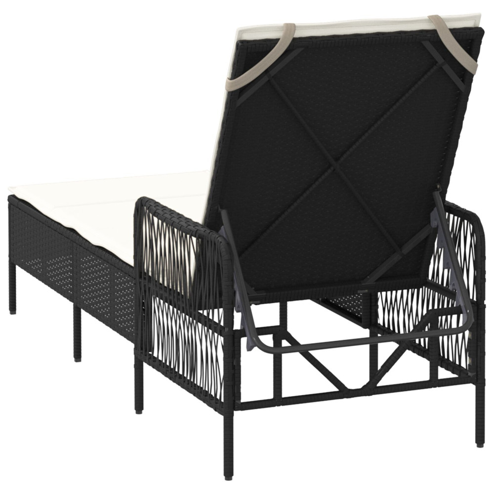 Produktbild för Solstol Svart och krämvit 55 x 200 x 92 cm konstrotting